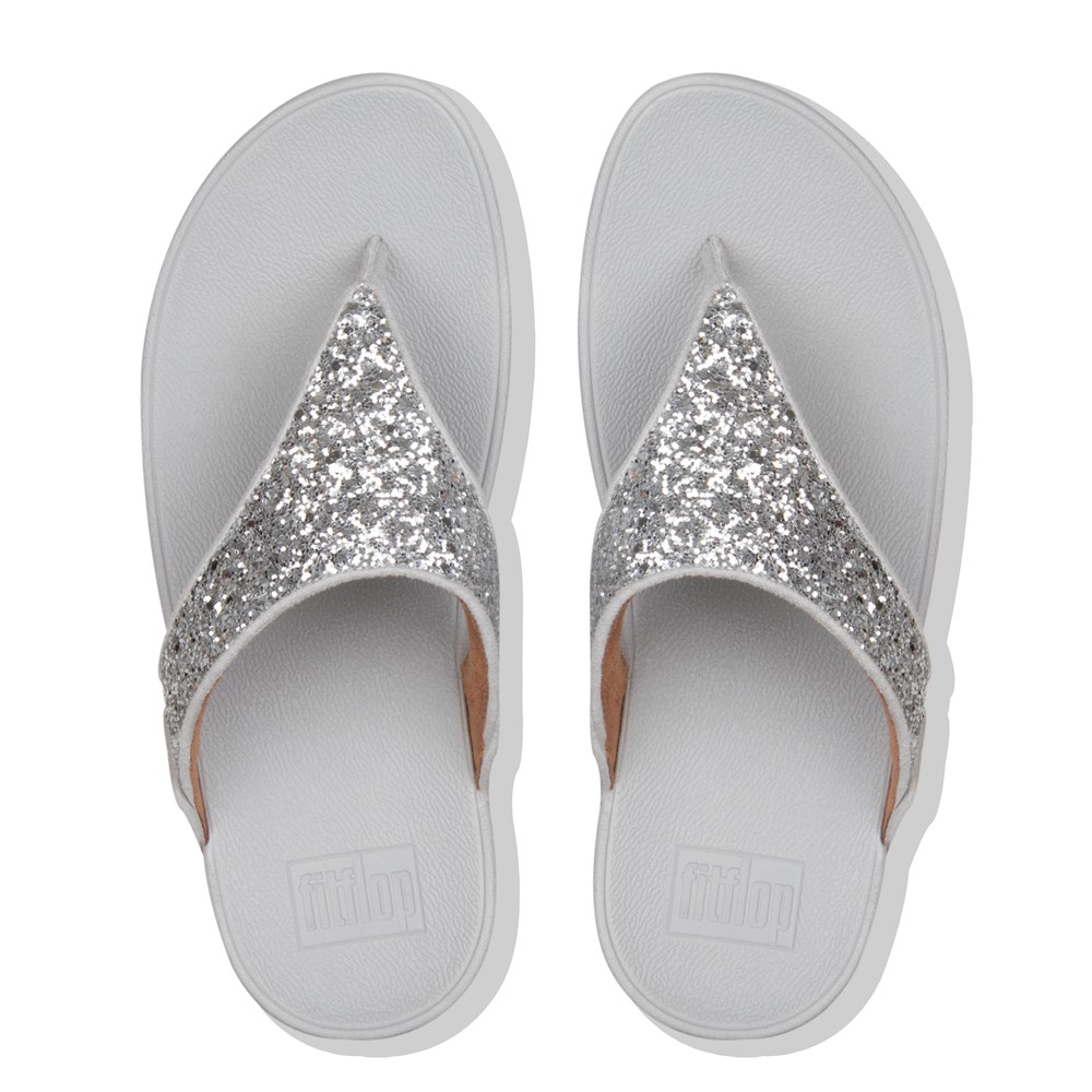 Fitflop Womens Sandals Silver - Lulu Glitter Toe-post - PN6589023